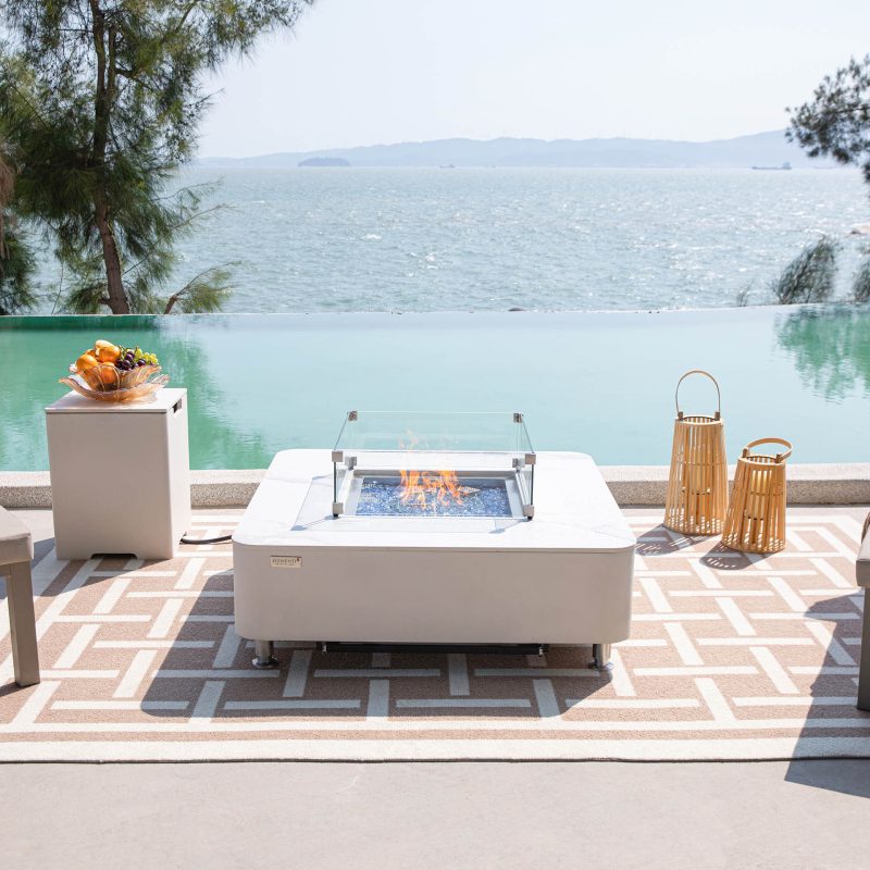 ELEMENTI PLUS ANNECY Marble Porcelain Fire Table OFP101BW - Image 2