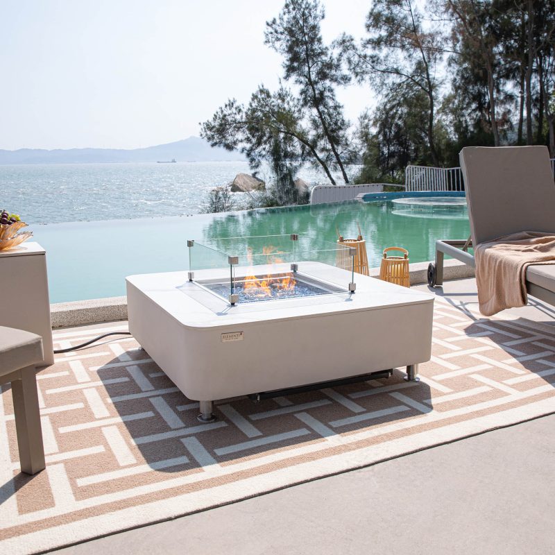 ELEMENTI PLUS ANNECY Marble Porcelain Fire Table OFP101BW - Image 3